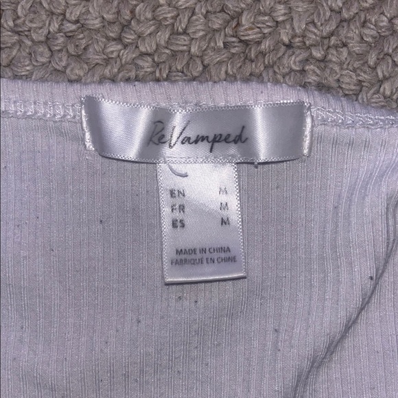 White Ribbed Button-Up Cami Top - Picture 2 of 2